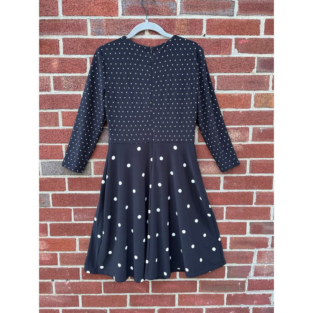 Lauren Ralph Lauren Polka Dot Fit & Flare Dress Navy black White Size 6P - Picture 6 of 7